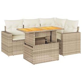 Maison exclusive - salon de jardin avec coussins 5 pcs beige résine tressée