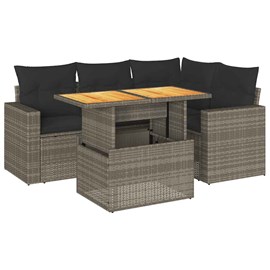 Maison exclusive - salon de jardin 5 pcs avec coussins gris résine tressée