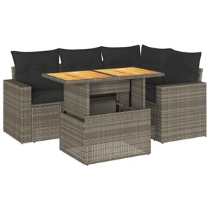 Maison exclusive - salon de jardin 5 pcs avec coussins gris résine tressée