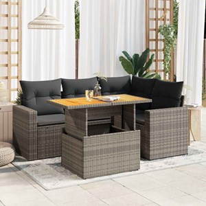 Maison exclusive - salon de jardin 5 pcs avec coussins gris résine tressée