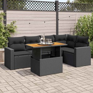 Maison exclusive - salon de jardin 6 pcs avec coussins noir résine tressée