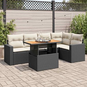 Maison exclusive - salon de jardin 6 pcs avec coussins noir résine tressée