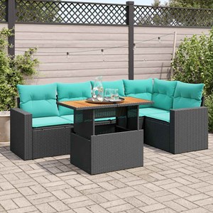 Maison exclusive - salon de jardin 6 pcs avec coussins noir résine tressée