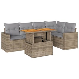 Maison exclusive - salon de jardin avec coussins 6 pcs beige résine tressée