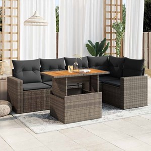 Maison exclusive - salon de jardin 6 pcs avec coussins gris résine tressée