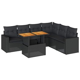 Maison exclusive - salon de jardin 7 pcs avec coussins noir résine tressée