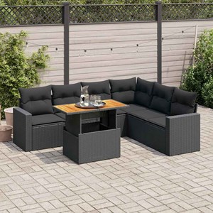 Maison exclusive - salon de jardin 7 pcs avec coussins noir résine tressée