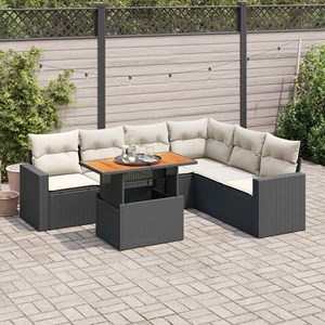 Maison exclusive - salon de jardin 7 pcs avec coussins noir résine tressée