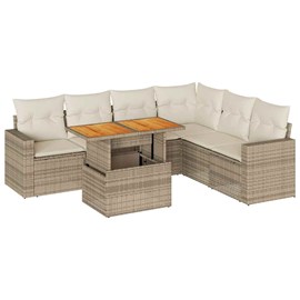 Maison exclusive - salon de jardin avec coussins 7 pcs beige résine tressée