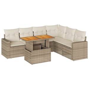 Maison exclusive - salon de jardin avec coussins 7 pcs beige résine tressée