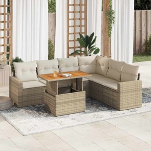 Maison exclusive - salon de jardin avec coussins 7 pcs beige résine tressée