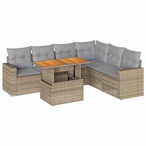 Maison exclusive - salon de jardin avec coussins 7 pcs beige résine tressée