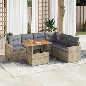 Maison exclusive - salon de jardin avec coussins 7 pcs beige résine tressée