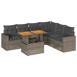 Maison exclusive - salon de jardin avec coussins 7 pcs gris résine tressée