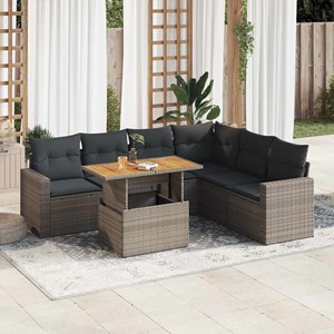 Maison exclusive - salon de jardin avec coussins 7 pcs gris résine tressée
