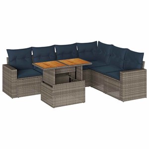 Maison exclusive - salon de jardin avec coussins 7 pcs gris résine tressée