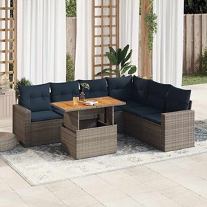 Maison exclusive - salon de jardin avec coussins 7 pcs gris résine tressée