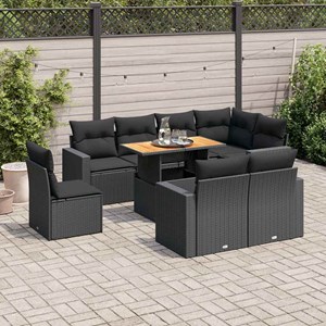 Maison exclusive - salon de jardin 9 pcs avec coussins noir résine tressée