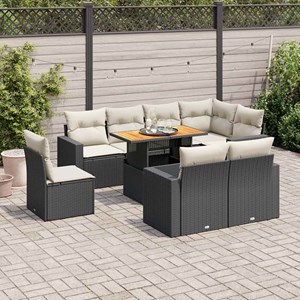 Maison exclusive - salon de jardin 9 pcs avec coussins noir résine tressée