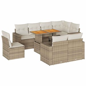 Maison exclusive - salon de jardin avec coussins 9 pcs beige résine tressée