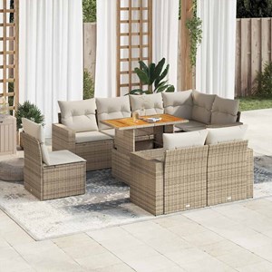 Maison exclusive - salon de jardin avec coussins 9 pcs beige résine tressée