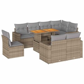 Maison exclusive - salon de jardin avec coussins 9 pcs beige résine tressée