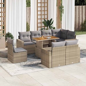 Maison exclusive - salon de jardin avec coussins 9 pcs beige résine tressée