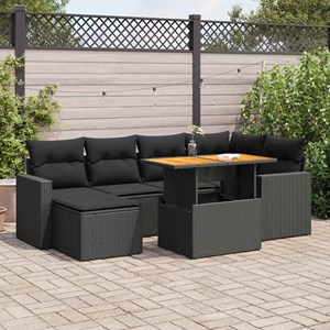 Maison exclusive - salon de jardin 7 pcs avec coussins noir résine tressée