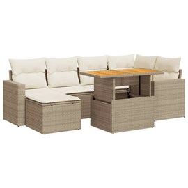 Maison exclusive - salon de jardin avec coussins 7 pcs beige résine tressée
