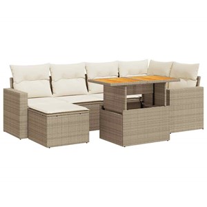 Maison exclusive - salon de jardin avec coussins 7 pcs beige résine tressée