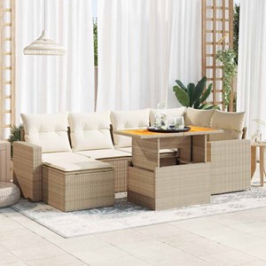 Maison exclusive - salon de jardin avec coussins 7 pcs beige résine tressée