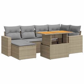 Maison exclusive - salon de jardin avec coussins 7 pcs beige résine tressée