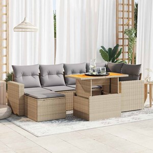 Maison exclusive - salon de jardin avec coussins 7 pcs beige résine tressée