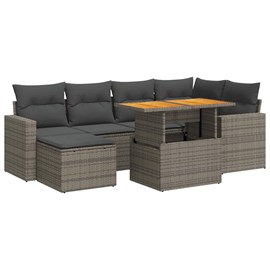 Maison exclusive - salon de jardin avec coussins 7 pcs gris résine tressée