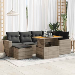 Maison exclusive - salon de jardin avec coussins 7 pcs gris résine tressée