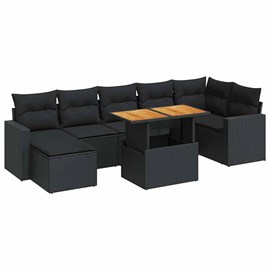 Maison exclusive - salon de jardin 8 pcs avec coussins noir résine tressée