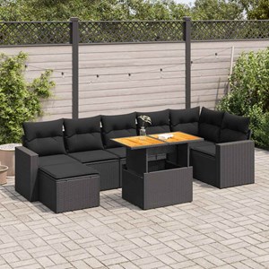 Maison exclusive - salon de jardin 8 pcs avec coussins noir résine tressée