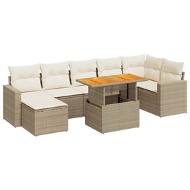 Maison exclusive - salon de jardin avec coussins 8 pcs beige résine tressée