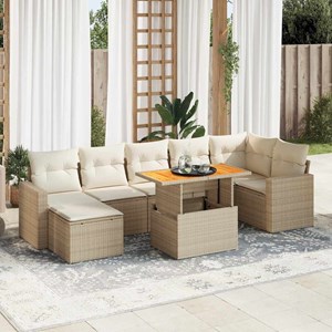Maison exclusive - salon de jardin avec coussins 8 pcs beige résine tressée