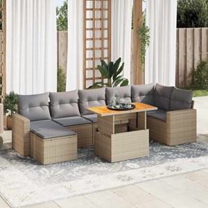 Maison exclusive - salon de jardin avec coussins 8 pcs beige résine tressée