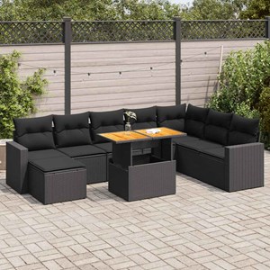 Maison exclusive - salon de jardin 9 pcs avec coussins noir résine tressée