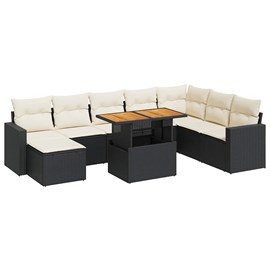 Maison exclusive - salon de jardin 9 pcs avec coussins noir résine tressée