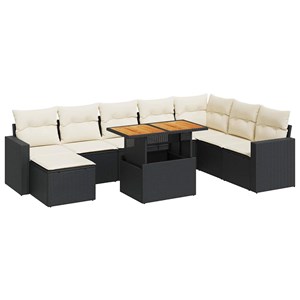 Maison exclusive - salon de jardin 9 pcs avec coussins noir résine tressée