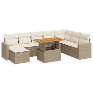 Maison exclusive - salon de jardin avec coussins 9 pcs beige résine tressée