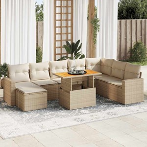 Maison exclusive - salon de jardin avec coussins 9 pcs beige résine tressée