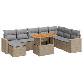 Maison exclusive - salon de jardin avec coussins 9 pcs beige résine tressée