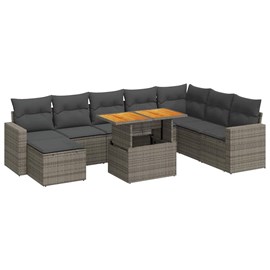 Maison exclusive - salon de jardin 9 pcs avec coussins gris résine tressée