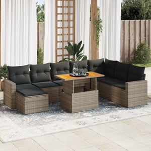 Maison exclusive - salon de jardin 9 pcs avec coussins gris résine tressée
