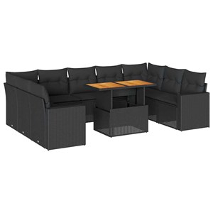Maison exclusive - salon de jardin 10 pcs avec coussins noir résine tressée
