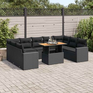 Maison exclusive - salon de jardin 10 pcs avec coussins noir résine tressée